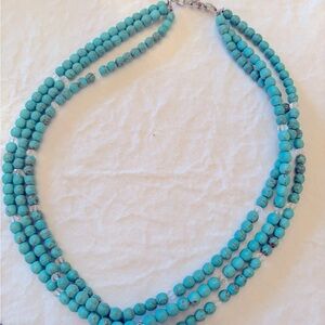 Howlite Turquoise and Crystal Beaded Necklace